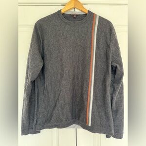 Banana Republic Merino Wool Sweater EUC Gray Crewneck Orange Stripe